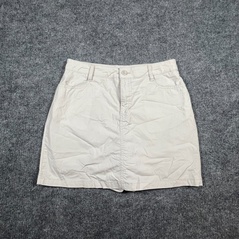St John's Bay A Line Skort Women 6 Beige Cotton Stretch Classic 5-pockets Casual